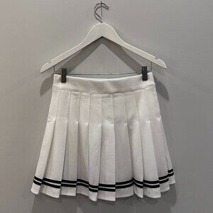 White and Navy Pleated Tennis Skirt